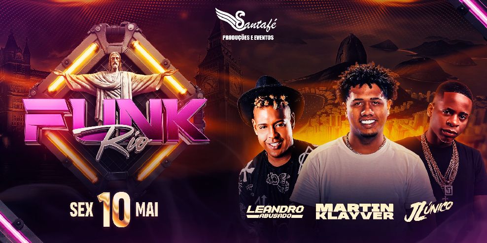 Banner do evento Funk Rio, baile funk diretamente do Rio para Londres