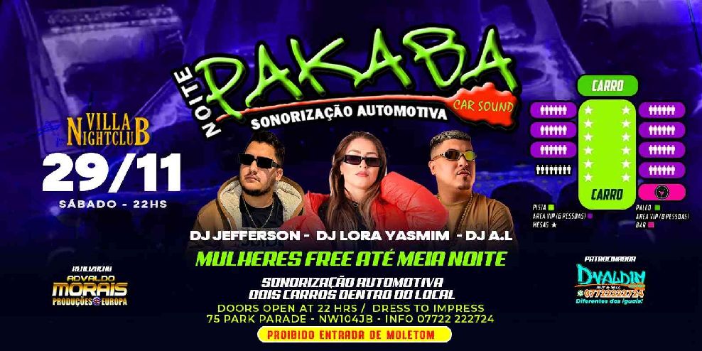 Noite Pakaba Londres – flyer oficial da balada brasileira