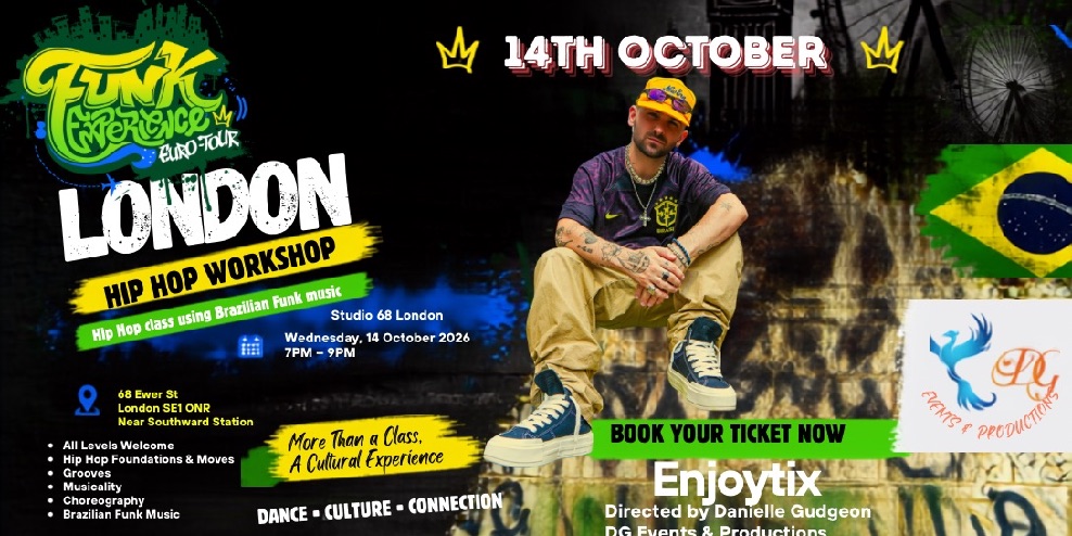Cartaz do workshop Broop'Z Funk Experience, hip hop com funk brasileiro em Londres
